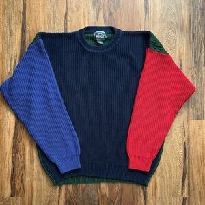 Vintage Woolrich Color Block Knit Sweater Size XL